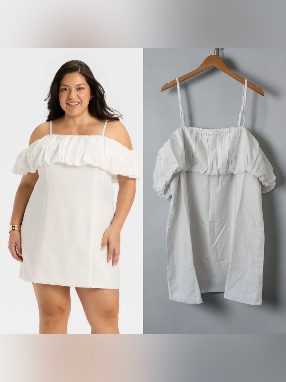Women Ruffle Mini A-Line Dress White - A New Day size 17